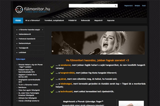 Joomla 1.5 és Aceshop webáruház felújítás a Fülmonitor vállalkozás részére