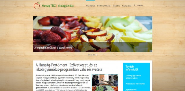 A Hanság-TÉSZ Iskolagyümölcs weboldala