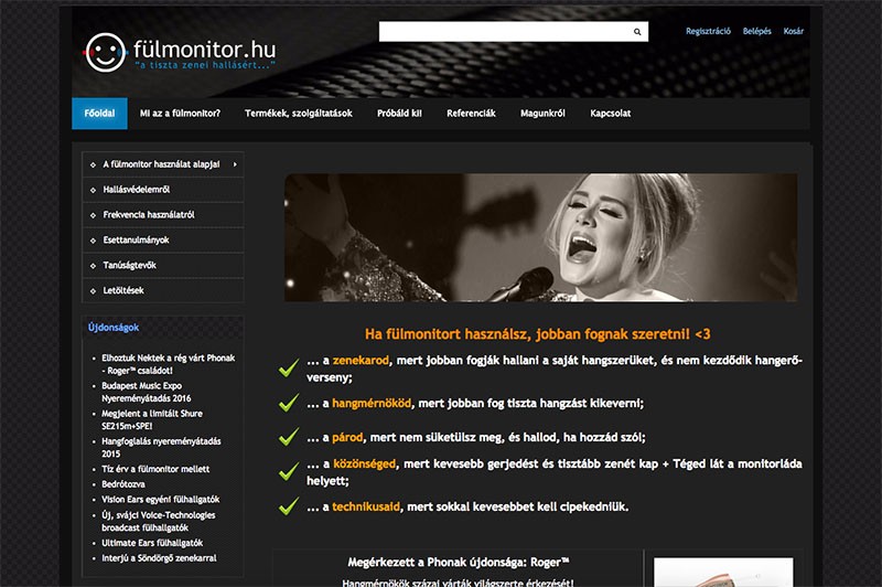Joomla 1.5 és Aceshop webáruház felújítás a Fülmonitor vállalkozás részére
