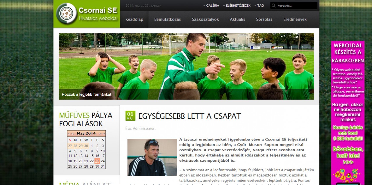 A Csornai Sportegyesület megújult weboldala