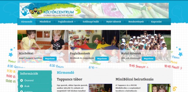 Weboldal megújítás a "Kölyökcentrum" minibölcsi számára