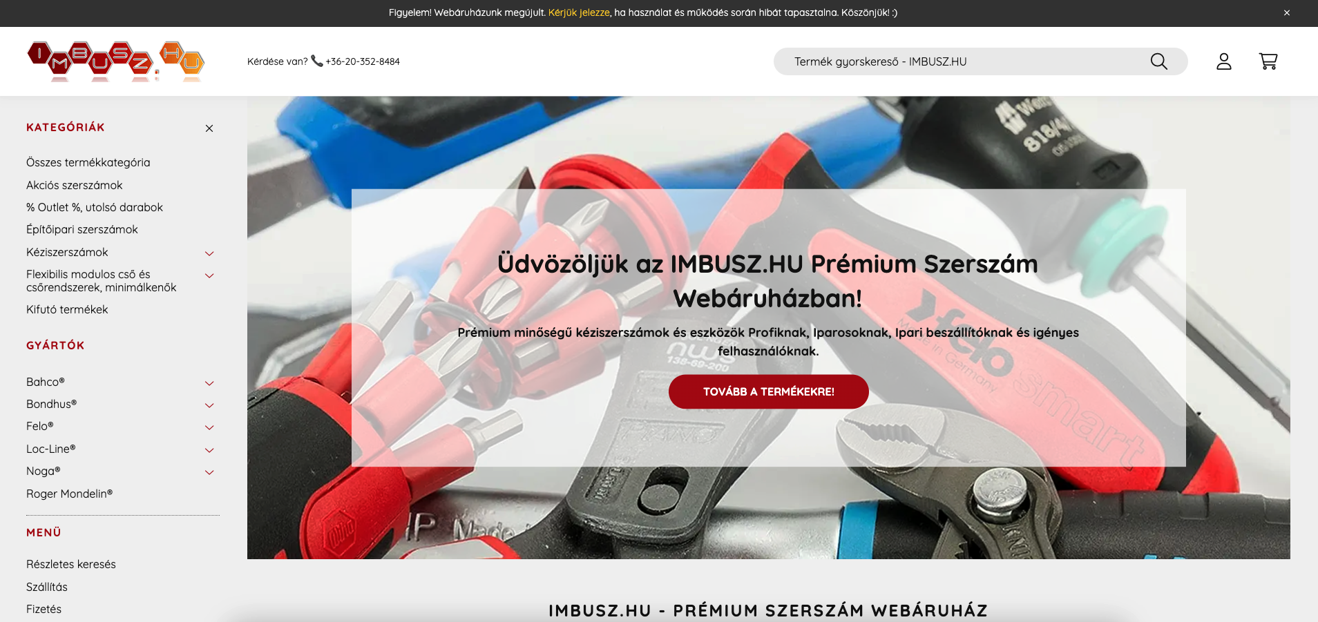 imbusz.hu Unas webáruház fejlesztés