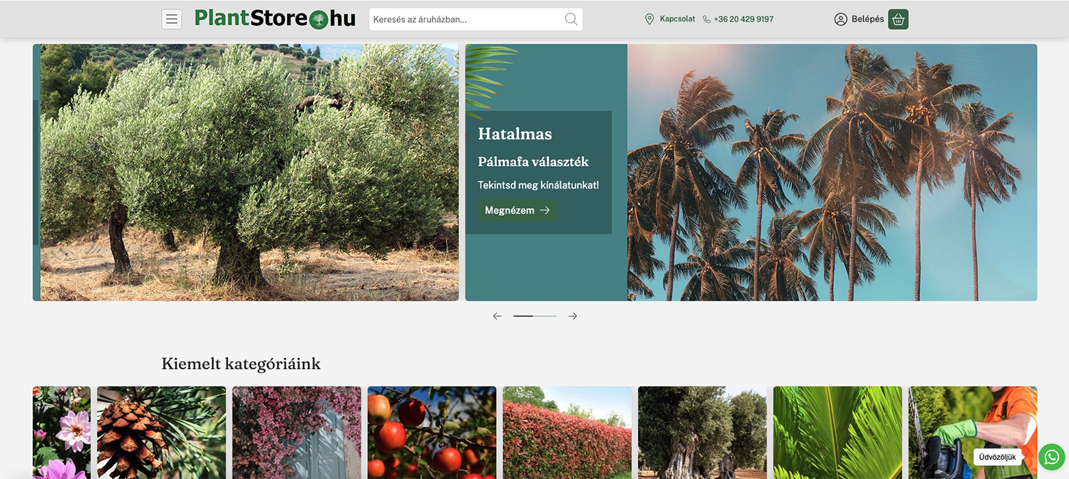 plantstore.hu Unas webáruház fejlesztés